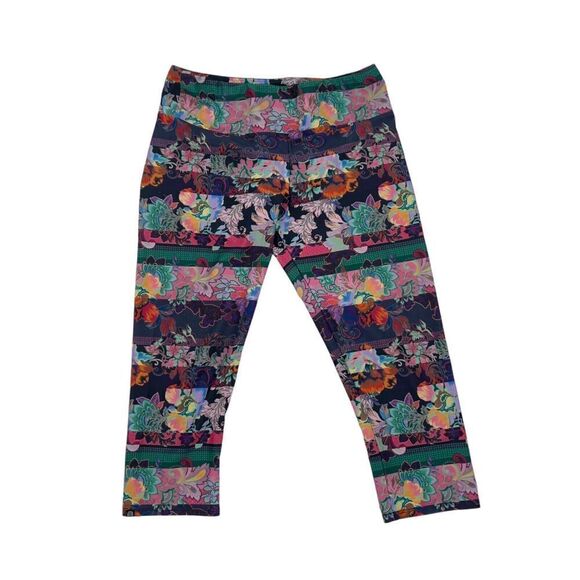 Onzie Flow Leggings Size M/L Women's Colorful Print Floral Crop Yoga Fitness - Picture 1 of 8